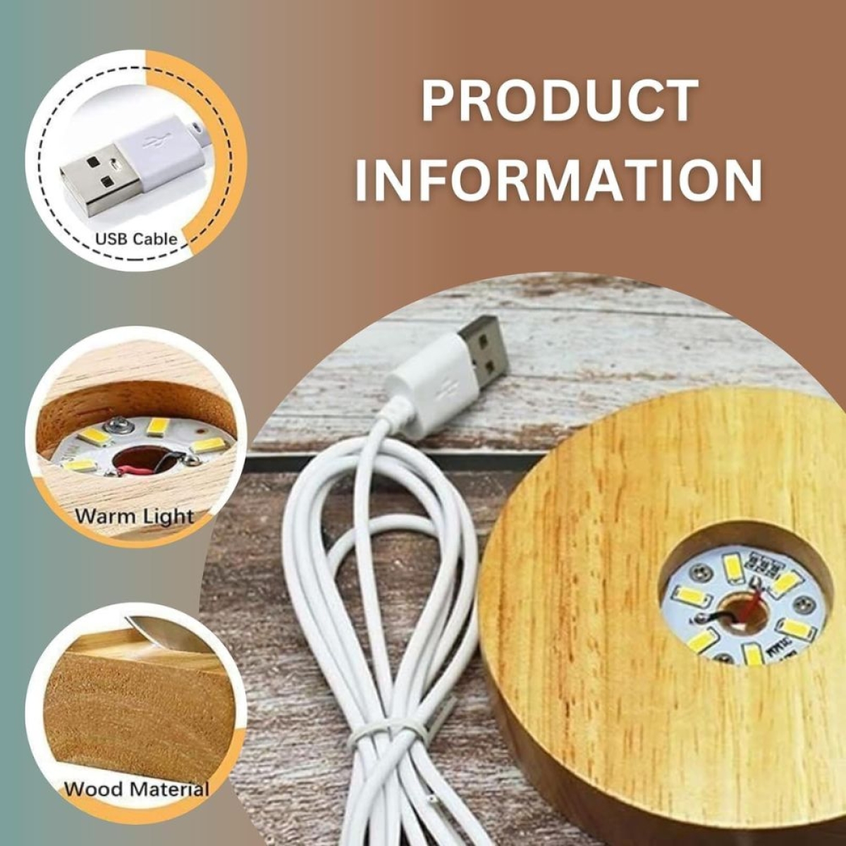 Διακοσμητική Κρυστάλλινη LED Μπάλα 8cm 3D με Ξύλινη Βάση