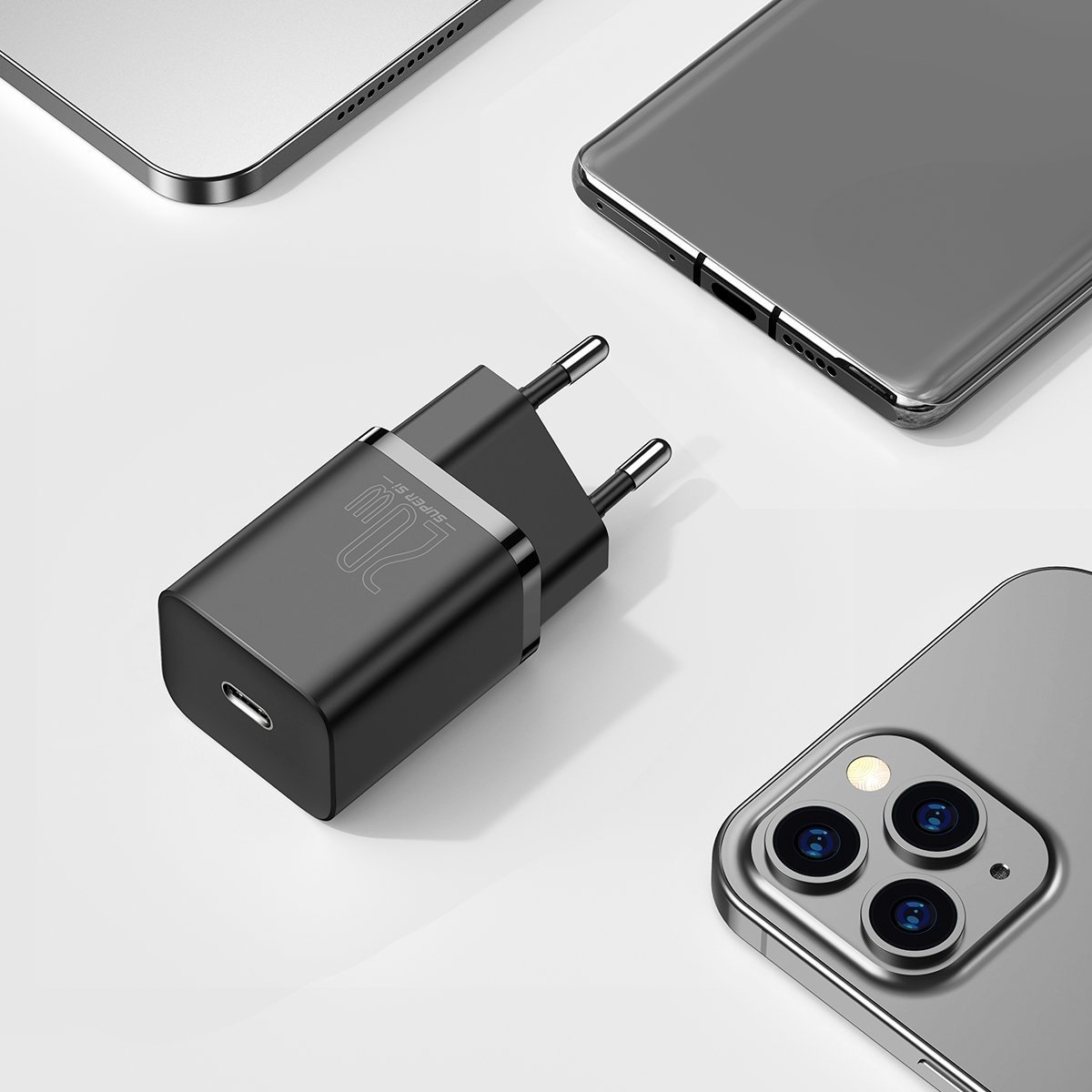 Baseus Wall Adapter USB-C to Lightning Cable & USB-C Μαύρο (Super Si) TZCCSUP-B01 - Image 4