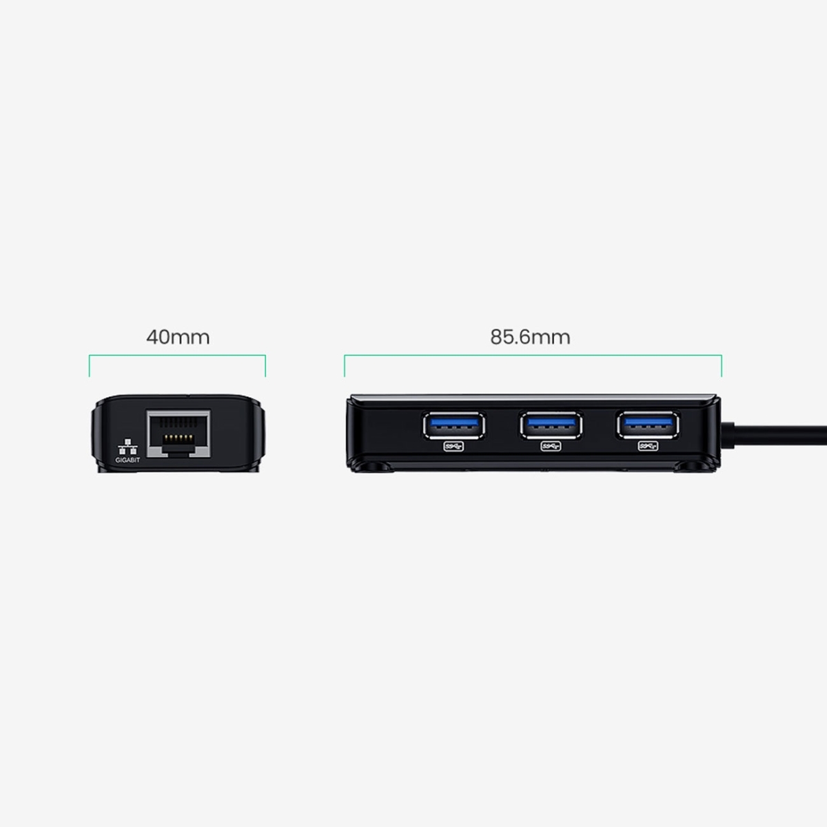 Ugreen USB 3.0 HUB 3x USB-A , 1x RJ45 1000 Mbps Ethernet Μαύρο 20265 - Image 3