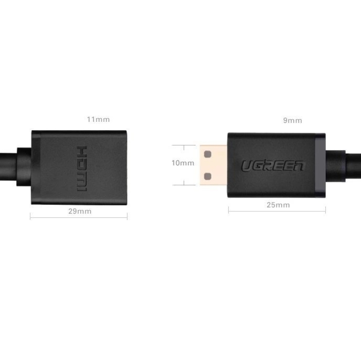 Ugreen Αντάπτορας HDMI Θηλυκό σε Mini HDMI Αρσενικό 4K 60Hz Ethernet HEC ARC audio 32 channels 22 cm Μαύρο 20137 - Image 2
