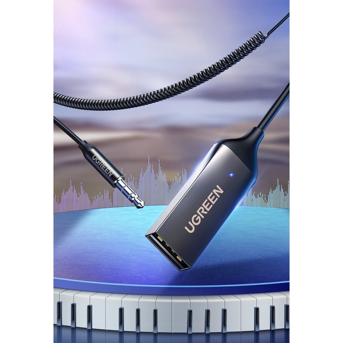 Ugreen Bluetooth 5.3 audio receiver USB cable audio adapter AUX jack Μαύρο - Image 3