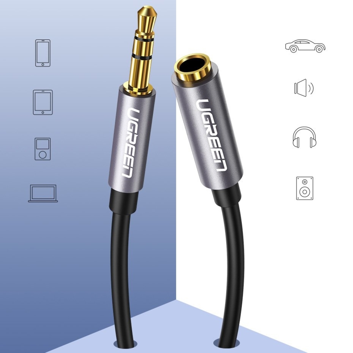 Ugreen Καλώδιο Επέκτασης Audio 3.5mm Θηλυκό σε 3.5mm Αρσενικό 1m Ασημί 10592 - Image 4