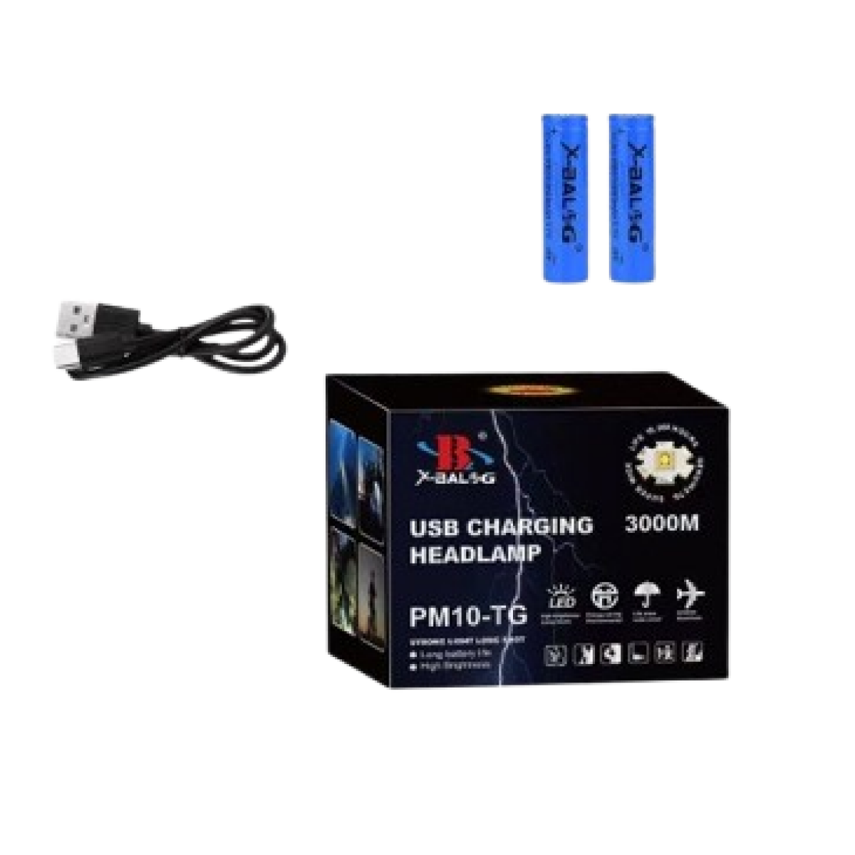 Επαναφορτιζόμενος Φακός Κεφαλής Με USB Type-C Και Αισθητήρα Κίνησης X-Balog PM10-TG