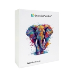 Quordlepuzzles Ξύλινο Puzzle Ελέφαντας Πολύχρωμος Rainbow MEDIUM 35x35cm 120-160 Κομμάτια X036-M(C) - Image 2