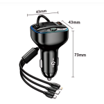 FM Transmitter με 3 Καλώδια Φόρτισης Lightning/Type-C/Micro TC-881PD Μαύρο - Image 2