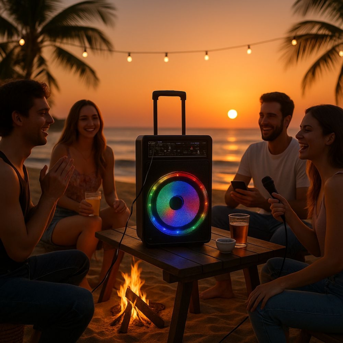 Φορητό Ασύρματο Ηχείο 12” Bluetooth με Μικρόφωνο & RGB Φωτισμό 30W QS-1343 KIMISO – Μαύρο