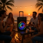 Φορητό Ασύρματο Ηχείο 12” Bluetooth με Μικρόφωνο & RGB Φωτισμό 30W QS-1343 KIMISO – Μαύρο