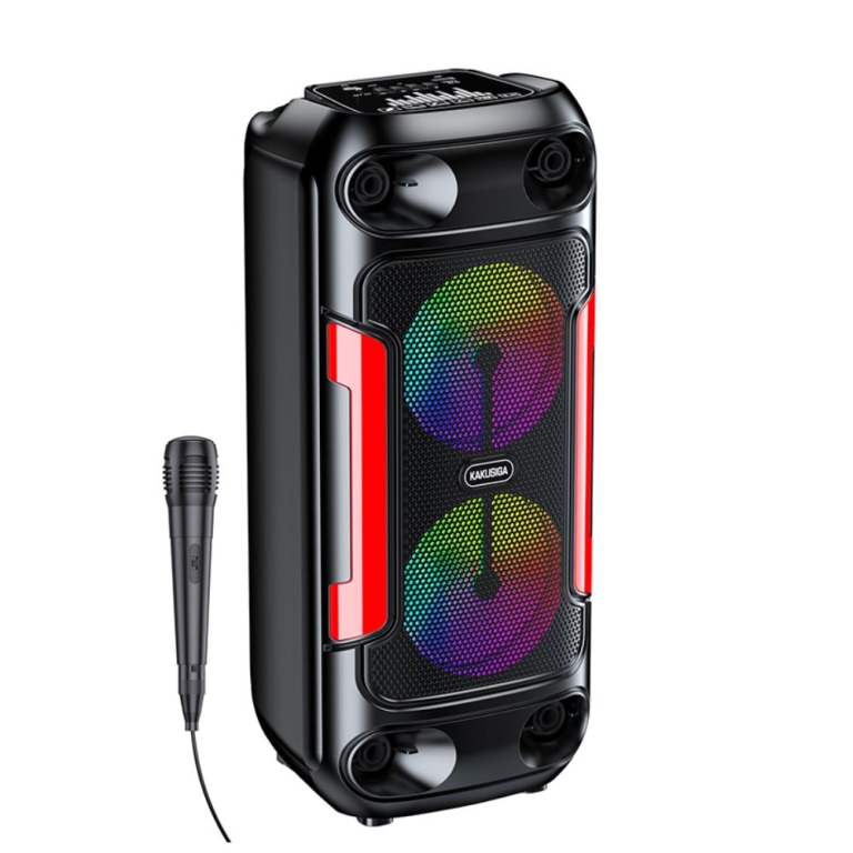 Φορητό Ηχείο Bluetooth 2x4'' 60W RGB TWS με 2 Ασύρματα Μικρόφωνα, KK-4209