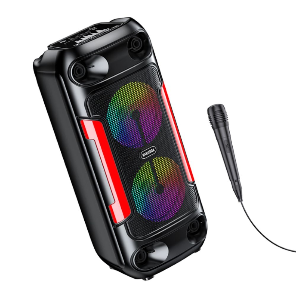 Φορητό Ηχείο Bluetooth 2x4'' 60W RGB TWS με 2 Ασύρματα Μικρόφωνα, KK-4209