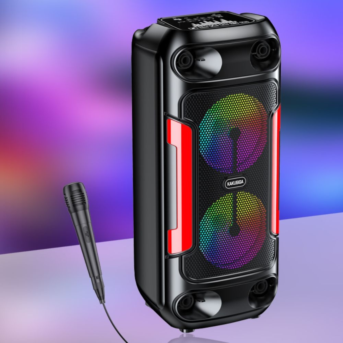 Φορητό Ηχείο Bluetooth 2x4'' 60W RGB TWS με 2 Ασύρματα Μικρόφωνα, KK-4209
