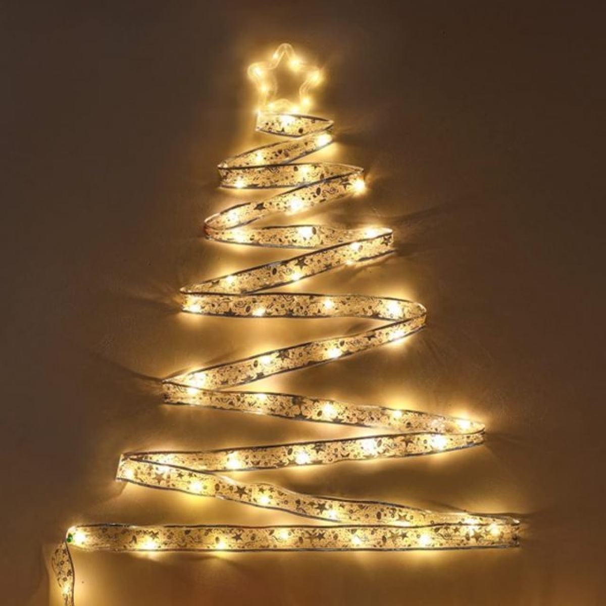 Φωτιζόμενη Διακοσμητική Κορδέλα Χριστουγεννιάτικου Δέντρου με Θερμό Λευκό Φωτισμό