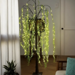 Φωτιζόμενο Δέντρο 560 Led 180cm με Θερμό Λευκό Φωτισμό & Πράσινα Φύλλα