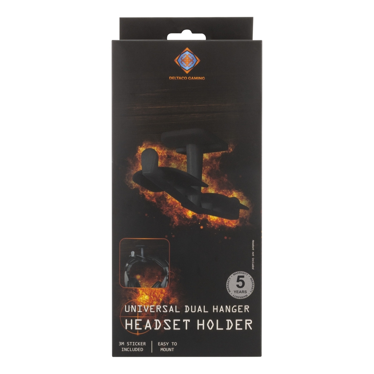 Deltaco Gaming Βάση Ακουστικών Διπλή Headset Hanger με Αυτοκόλλητο 3M Μαύρη GAM-062 - Image 3