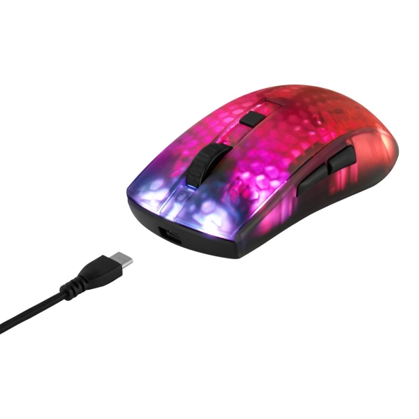 Deltaco Gaming Ασύρματο Ποντίκι DM320 6 Πλήκτρων 10.000 DPI RGB Ημιδιαφανές Μαύρο GAM-145