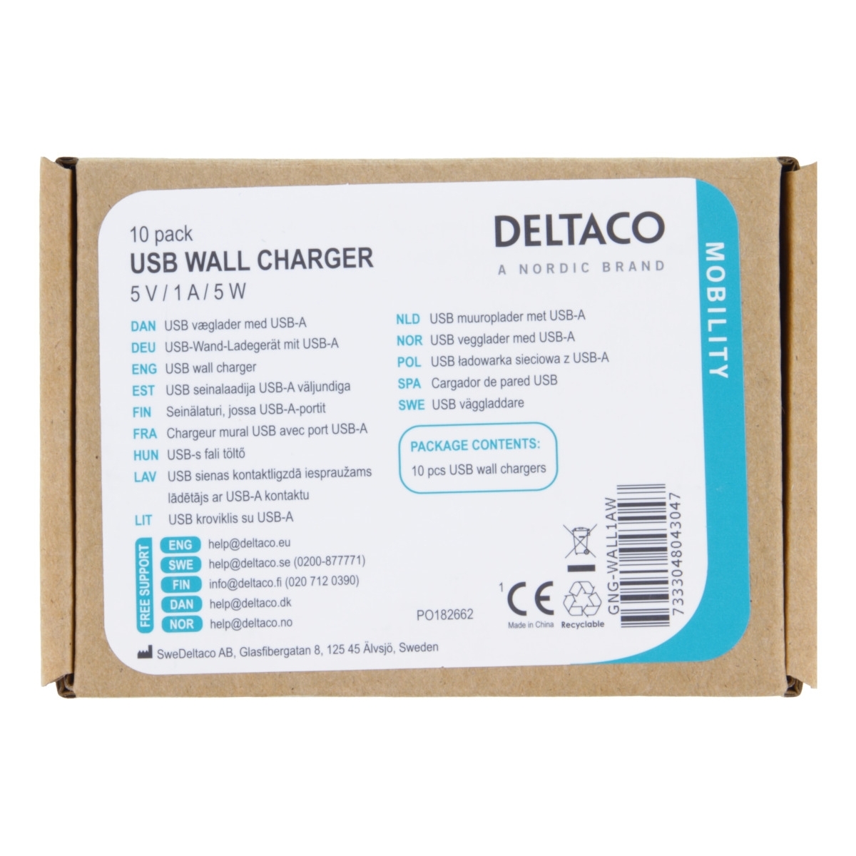 DELTACO Φορτιστής Τοίχου USB 1A – Λευκός – 100V/240V GNG-WALL1AW - Image 4