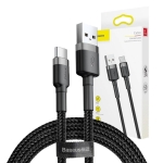 Baseus Καλώδιο Φόρτισης USB-A σε Type C, 3A USB 2.0 Cafule Braided 1m Μαύρο CATKLF-BG1 - Image 4