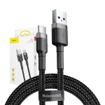 Baseus Καλώδιο Φόρτισης USB-A σε Type C, 2A USB 2.0 Cafule Braided 2m Μαύρο CATKLF-CG1 - Image 3
