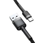 Baseus Καλώδιο Φόρτισης USB-A σε Type C, 2A USB 2.0 Cafule Braided 2m Μαύρο CATKLF-CG1 - Image 4