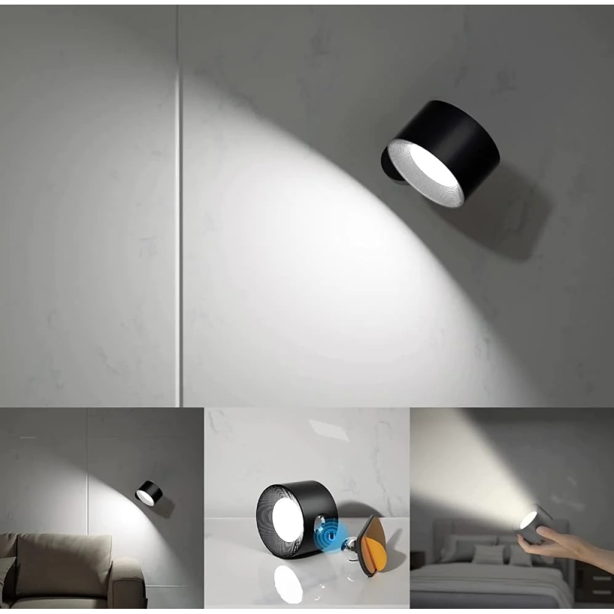 Επαναφορτιζόμενο Φωτιστικό Τοίχου Oasis LED Type C, Τηλεχειριστήριο 5W, 160lm, 2600-2800K, 2000Mah Μαύρο CLLAMP-B - Image 10