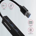 Axagon USB-A 3.2 HUB 3x USB-A + Ethernet Gigabit LAN, 20cm Μεταλλικό Μαύρο HMA-GL3A - Image 4