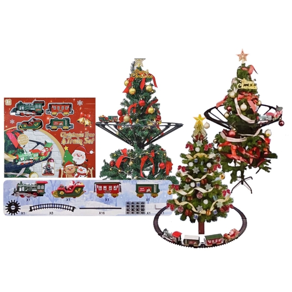 Τρένο Μπαταρίας με Βάση για Χριστουγεννιάτικο Δέντρο με Φως & Ήχο – 49x43x6cm / Ράγες ø80cm
