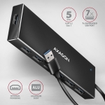 Axagon 7x USB 3.2 Gen 1 ALU FLAT hub, micro USB power IN, 1m USB-A cable HUE-F7A - Image 3