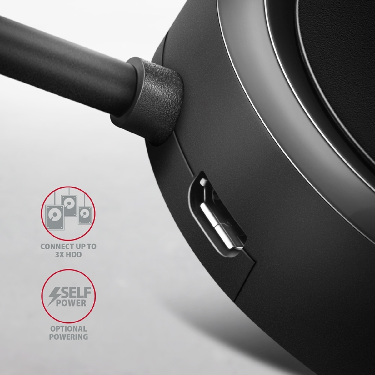Axagon HUB 4x USB3.2 Gen 1 ROUND, micro USB power IN, Καλώδιο 30cm USB-A HUE-P1A - Image 4