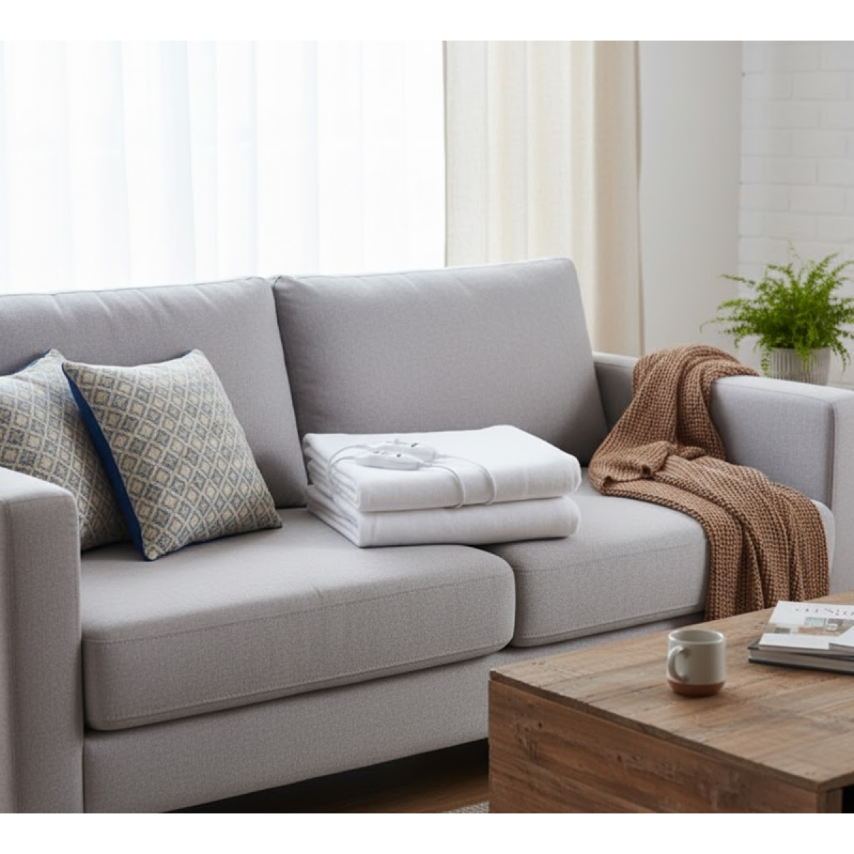 Ηλεκτρική Κουβέρτα Υπόστρωμα Διπλή 60W 150x140cm Λευκό - Image 3