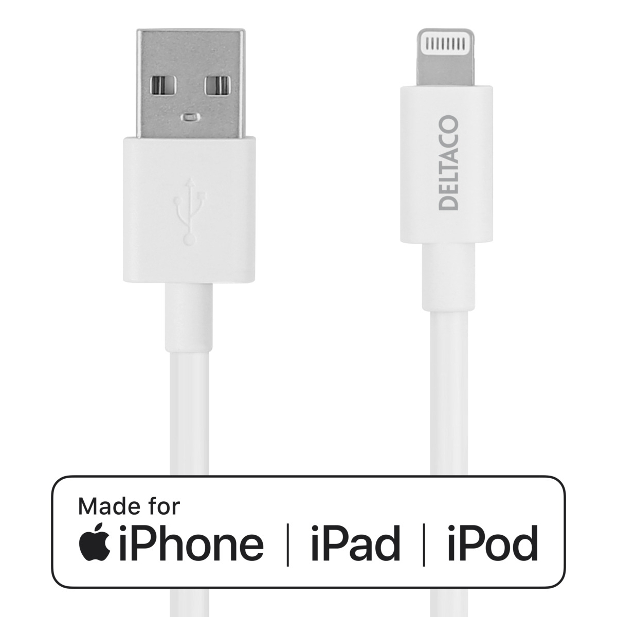 Deltaco Καλώδιο Φόρτισης USB-A σε Lightning, Apple C189 chipset, MFi, 1m, Λευκό IPLH-401 - Image 4