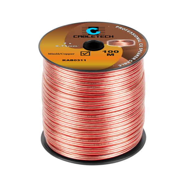 Καλώδιο Ηχείων CU 2x0.75mm Διάφανο Στροφείο 100m KAB0311 (Τιμή μέτρου)