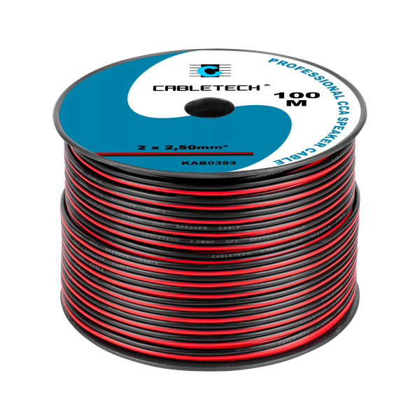 Καλώδιο Ηχείων Κόκκινο-Μαύρο CCA 2x2.5mm Στροφείο 100m KAB0393 (Τιμή μέτρου)