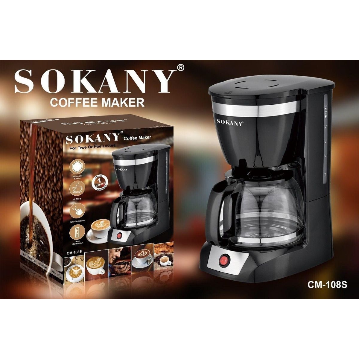Καφετιέρα Φίλτρου 950W 1.5lt Sokany CM-108S Μαύρο - Image 3