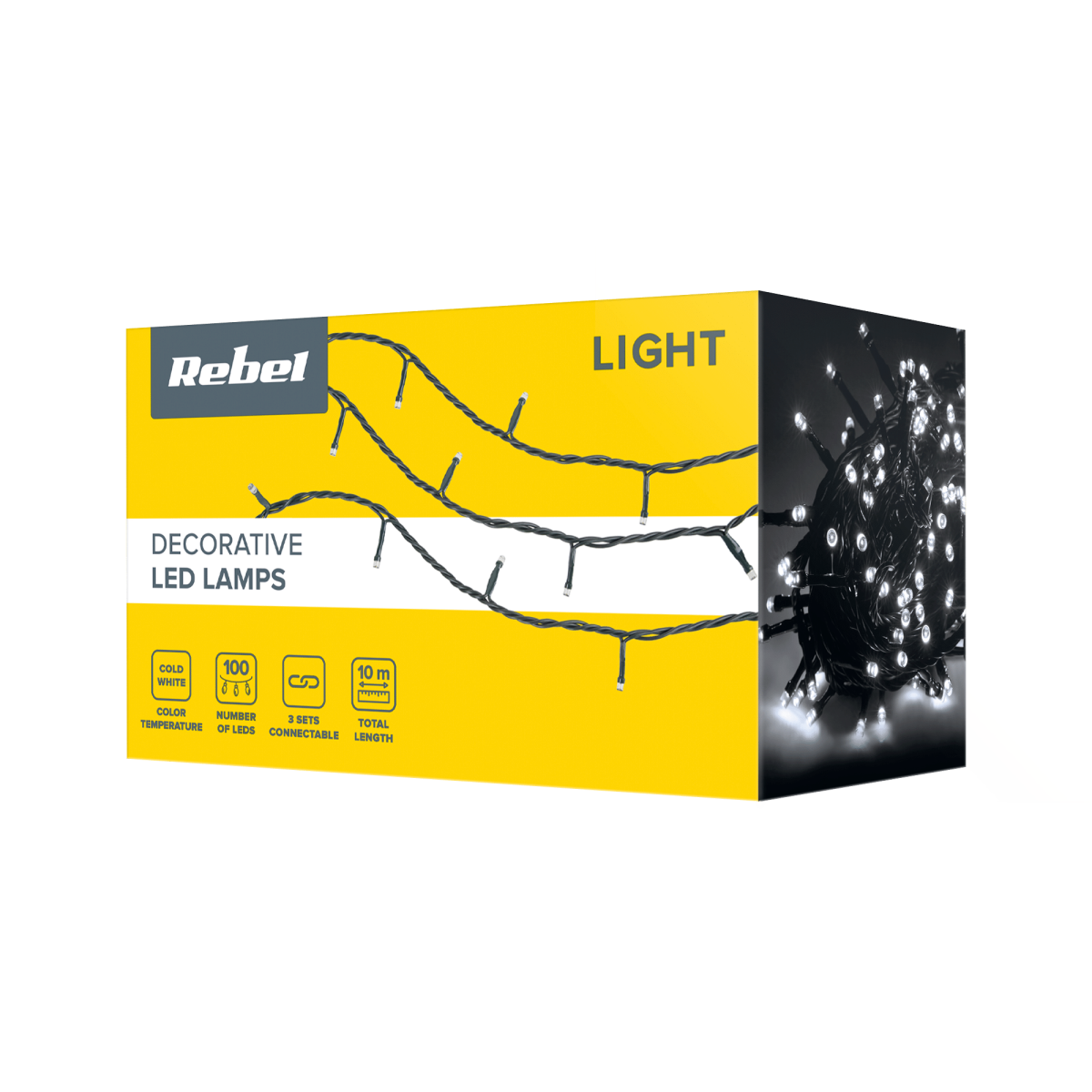 Rebel Λαμπάκια Γιρλάντα 100 LED Ψυχρό Λευκό Φως Εξωτερικού Χώρου με 8 Λειτουργίες Φωτισμού 10m ZAR0478 - Image 4