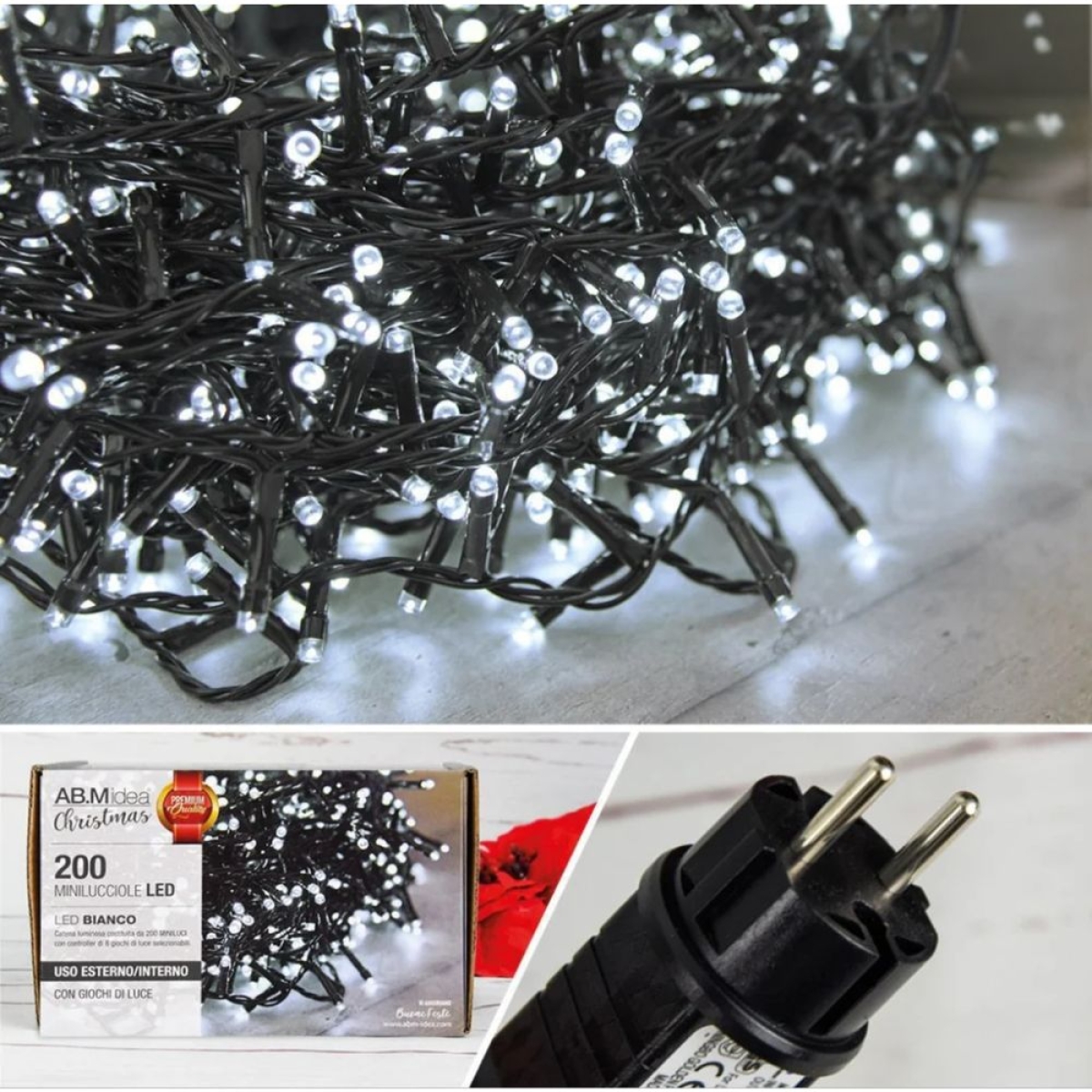 LED χριστουγεννιάτικη γιρλάντα 200 LED/13m, IP44, Ψυχρό λευκό