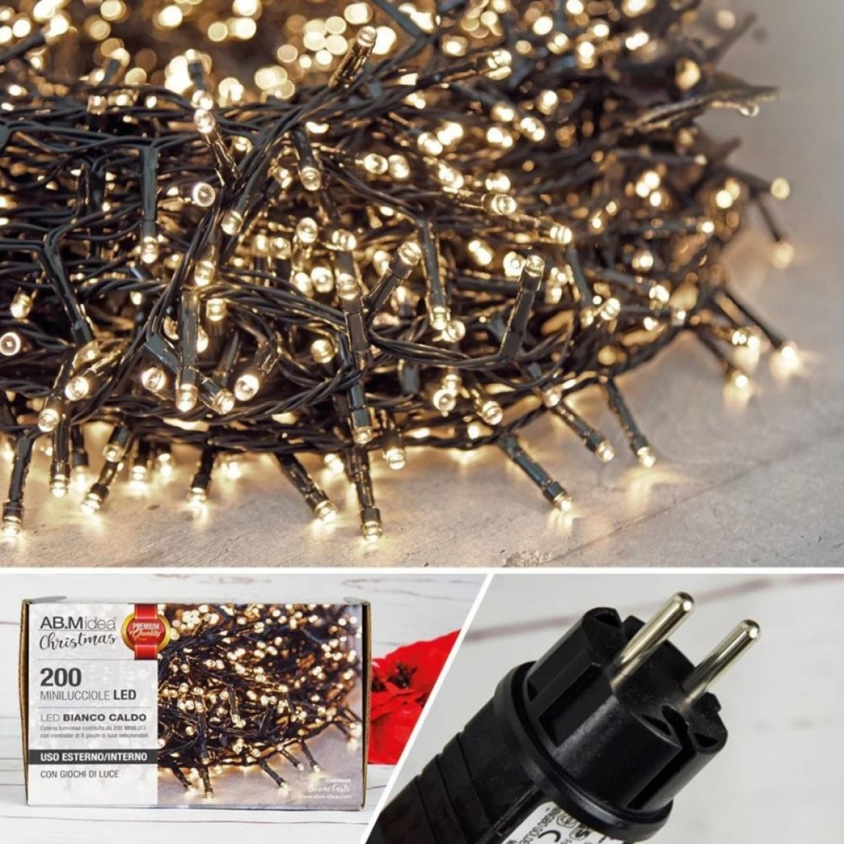 LED χριστουγεννιάτικη γιρλάντα 200 LED/13m, IP44, Θερμό Λευκό