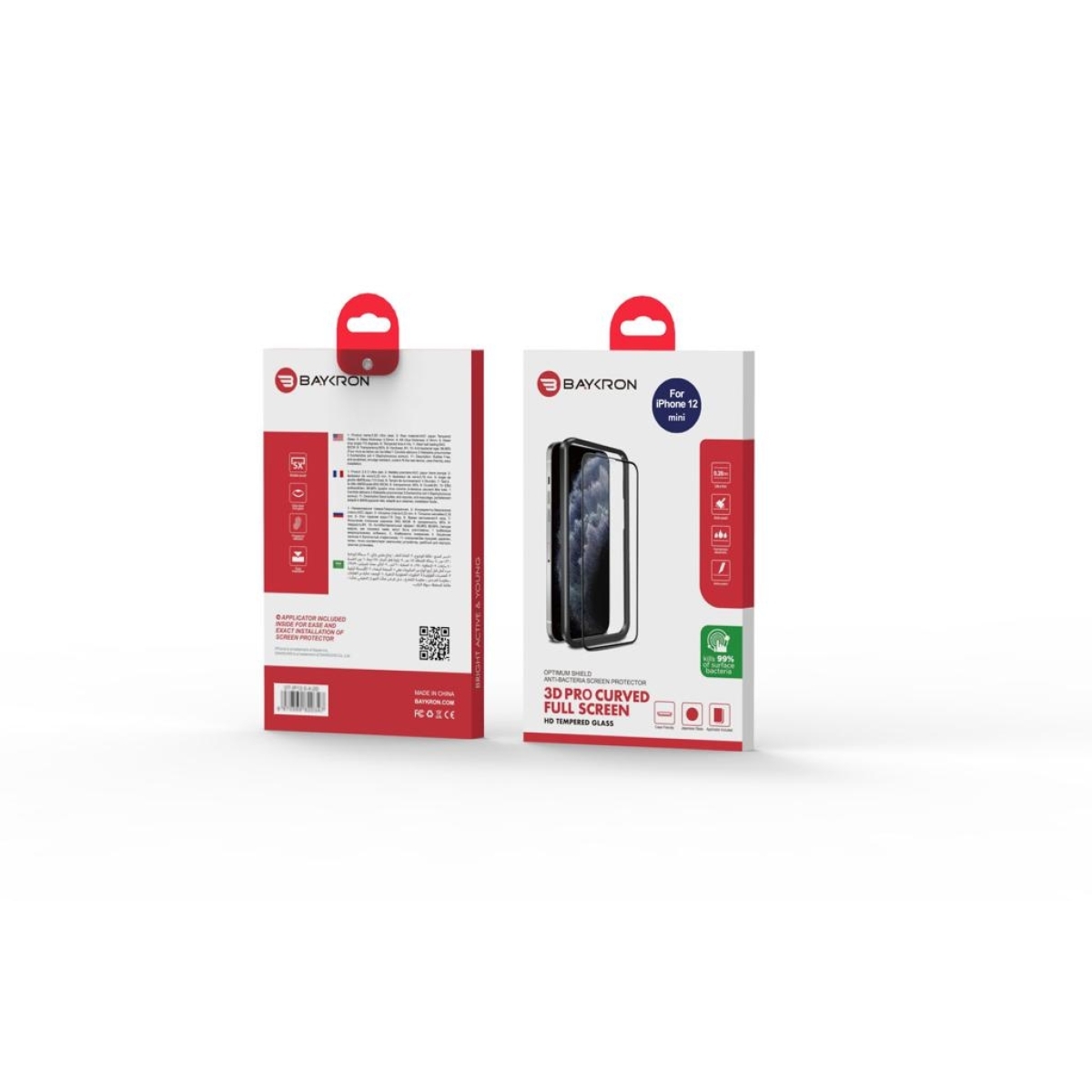 Baykron Προστασία Οθόνης για iPhone 12 mini Antibacterial Temperd Glass 3D OT-IP12-5.4-3D - Image 3