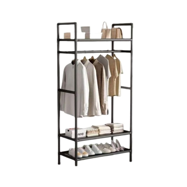 Μεταλλική Κρεμάστρα Ρούχων Δαπέδου με 2 ράφια παπουτσιών 160x80x32cm