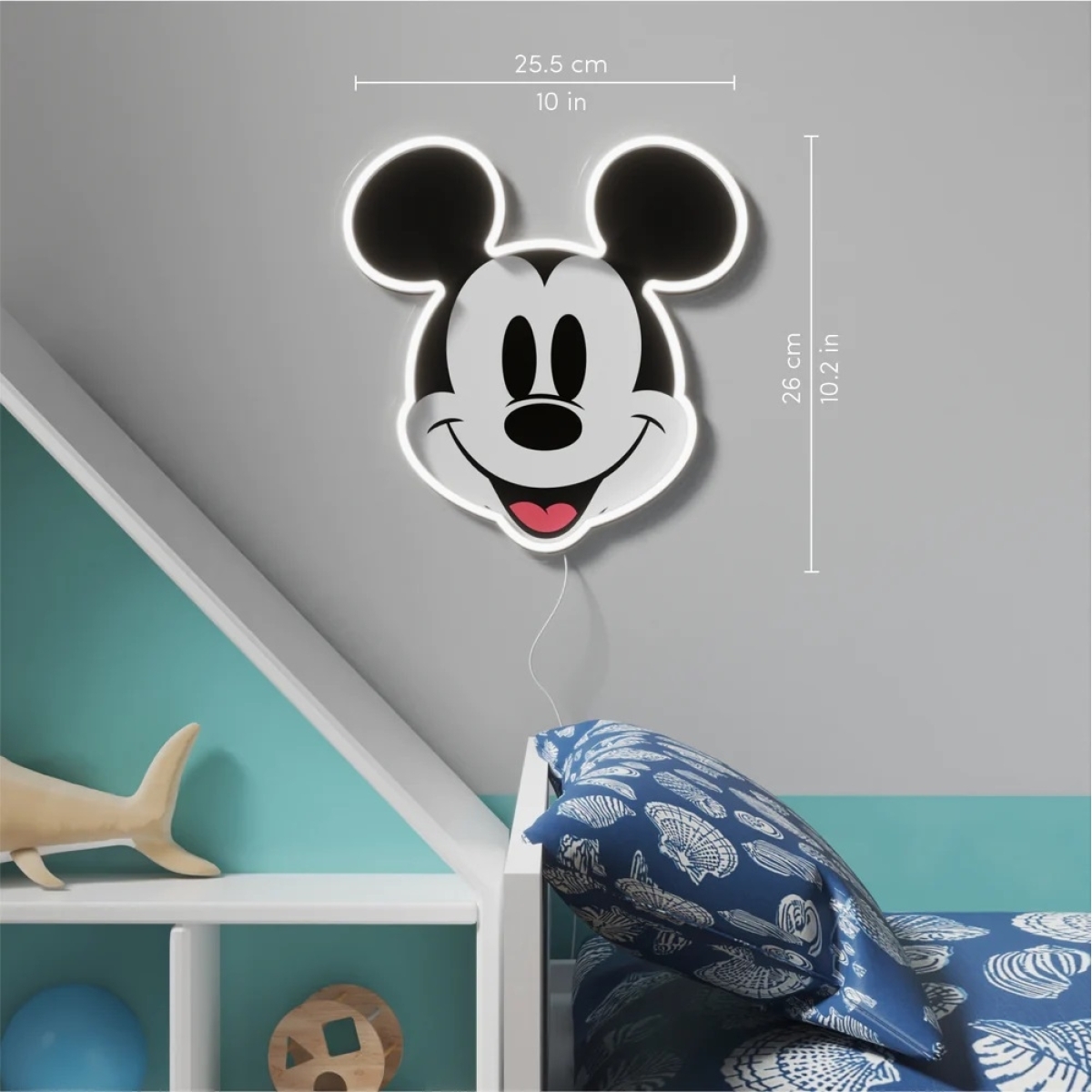 Yellowpop Διακοσμητικό Φωτιστικό Τοίχου LED Neon Disney Mickey Printed Face 25.5X26cm USB A Cable YPDI-PFA-MIC - Image 3