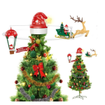 Περιστρεφόμενη Κορυφή Χριστουγεννιάτικου Δέντρου με Σκούφο Άγιου Βασίλη, LED & Μουσική HN-058066