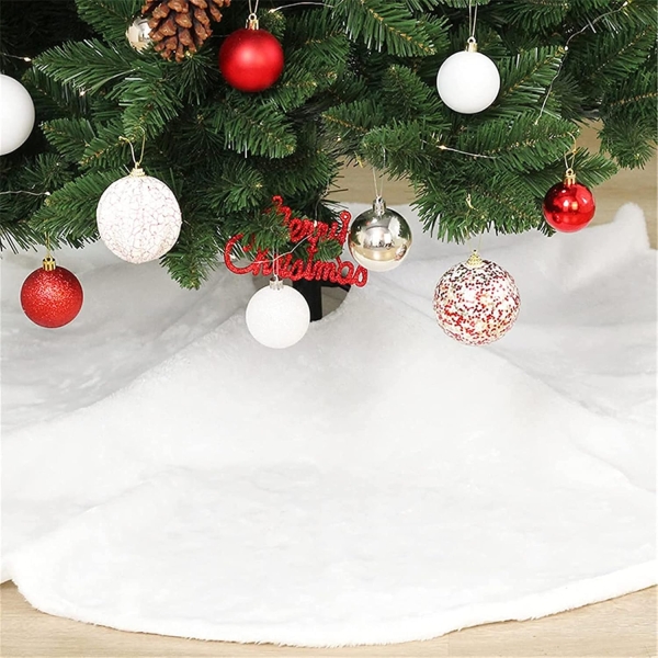 Ποδιά Χριστουγεννιάτικου Δέντρου Υφασμάτινη 120cm SDS-23554 Λευκό