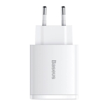 Baseus Wall Adapter με 2 Θύρες USB-A και 1 Θύρα Type C 30W Power Delivery Λευκός CCXJ-E02 - Image 2