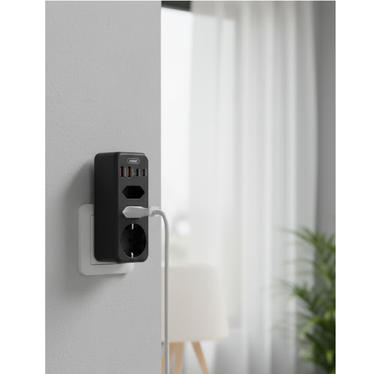 Πολύπριζο 3 Θέσεων με 4 Θύρες Φόρτισης 3500W Andowl Q-CZ3500 Μαύρο - Image 2