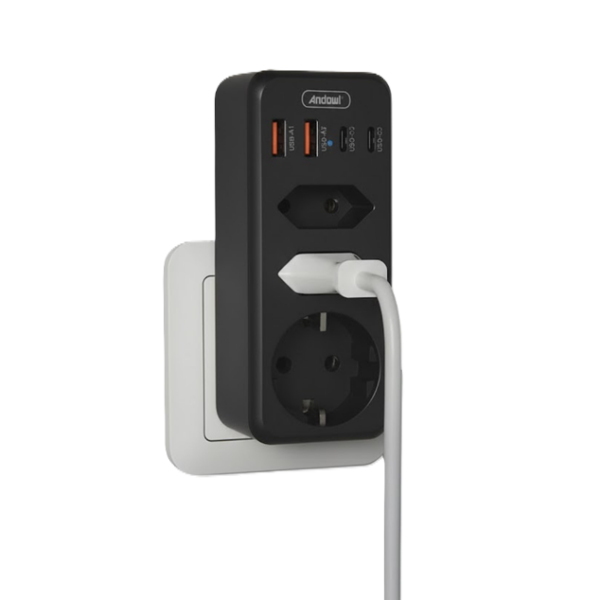 Πολύπριζο 3 Θέσεων με 4 Θύρες Φόρτισης 3500W Andowl Q-CZ3500 Μαύρο