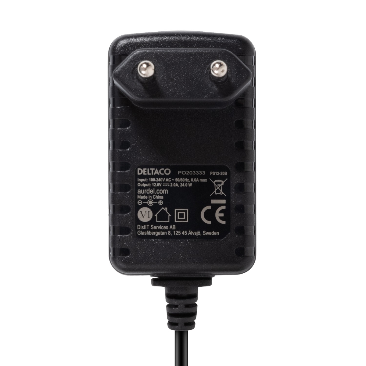 Deltaco Τροφοδοτικό AC Adapter 100-240V AC 50/60Hz σε 12V DC, 2A, Μήκος Καλωδίου 1.5m Μαύρο PS12-20B - Image 3