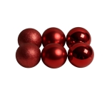 Σετ Χριστουγεννιάτικες Μπάλες Κόκκινες Ματ Γυαλιστερές Glitter 15cm - 6 τμχ.
