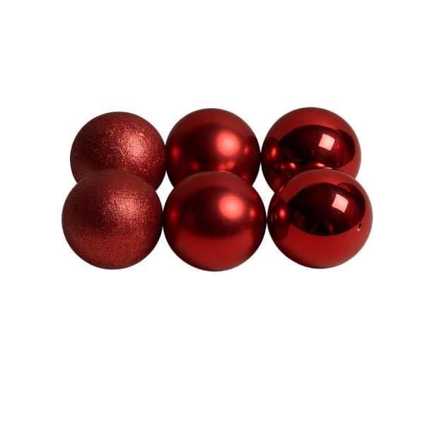 Σετ Χριστουγεννιάτικες Μπάλες Κόκκινες Ματ Γυαλιστερές Glitter 15cm - 6 τμχ.