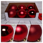 Σετ Χριστουγεννιάτικες Μπάλες Κόκκινες Ματ Γυαλιστερές Glitter 15cm - 6 τμχ.