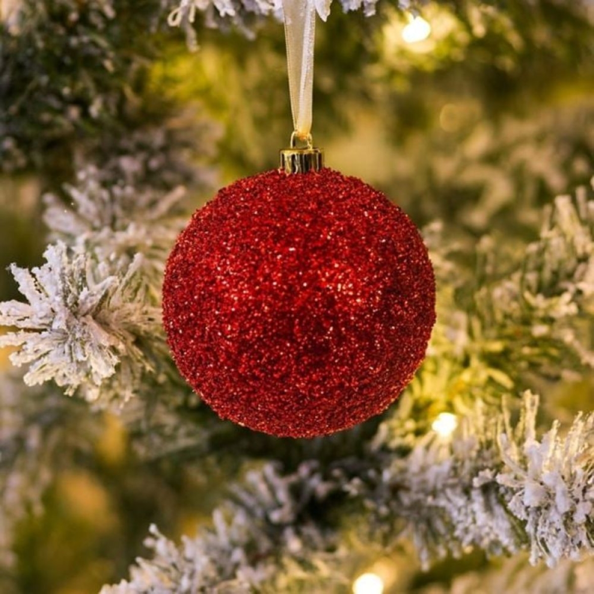 Σετ Χριστουγεννιάτικες Μπάλες Κόκκινες Ματ Γυαλιστερές Glitter 15cm - 6 τμχ.