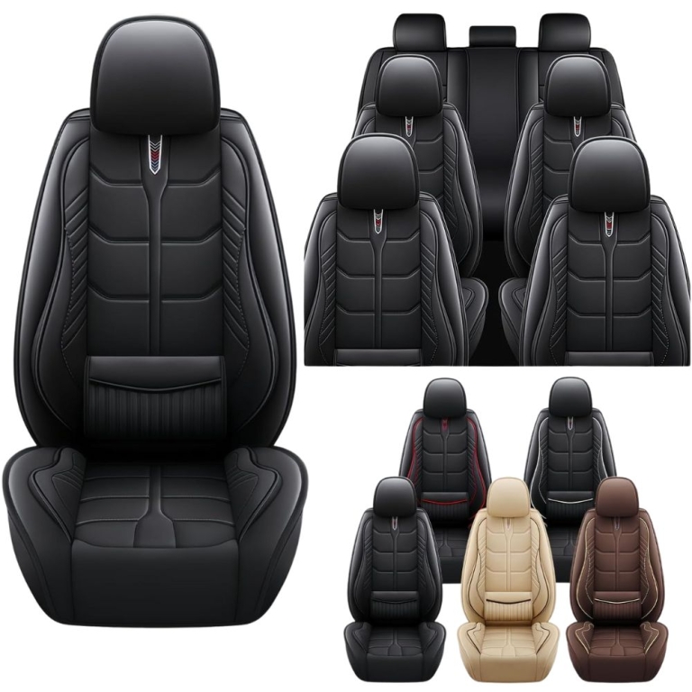Σετ Καλύμματα Αυτοκινήτου 5τμχ PU Αδιάβροχο Αντιολισθητικό Μαύρο