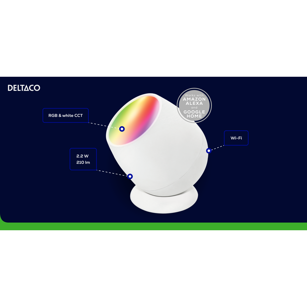 Έξυπνο φωτιστικό RGB Deltaco Ambient/Mood Light, Λευκό SH-LA01 - Image 4